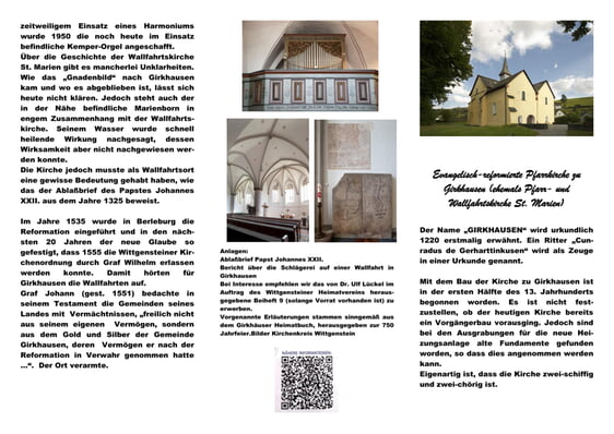 Faltblatt für die Girkhäuser Kirche